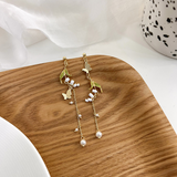 White Orchid Asymmetrical Earrings