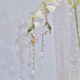 White Orchid Asymmetrical Earrings