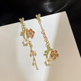 Plum Blossom Asymmetrical Earrings