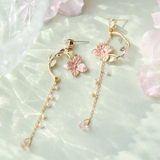 Gold Flower Asymmetrical Earrings