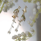 White Orchid Asymmetrical Earrings