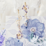 Violet Orchid Asymmetrical Earrings