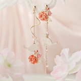 The Cat and the Rose Asymmetrical Earrings