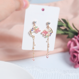 Gold Flower Asymmetrical Earrings