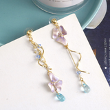 Violet Orchid Asymmetrical Earrings